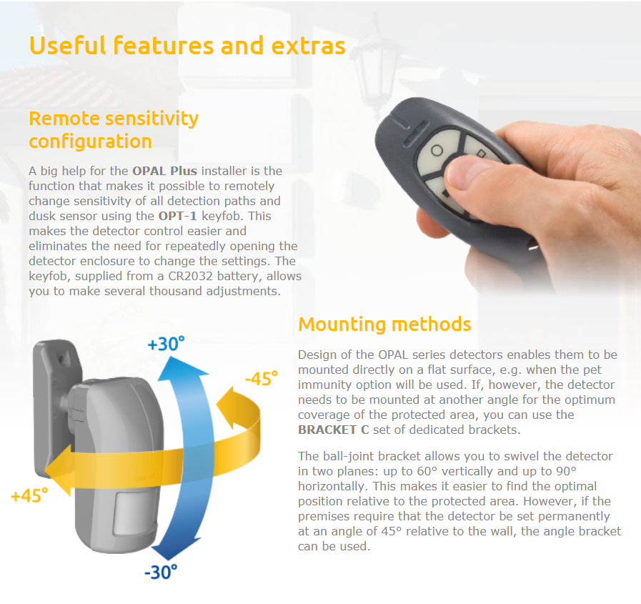 Remote Sensitivity Configuration, different mounting methods