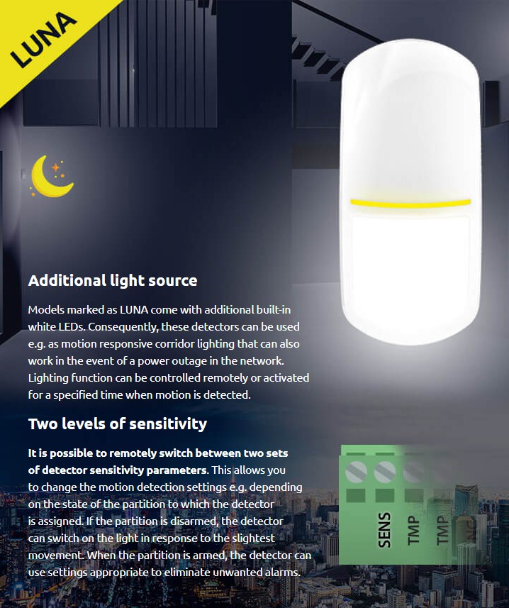 Luna: Additional Light Source & Two Levels of Sensitivity